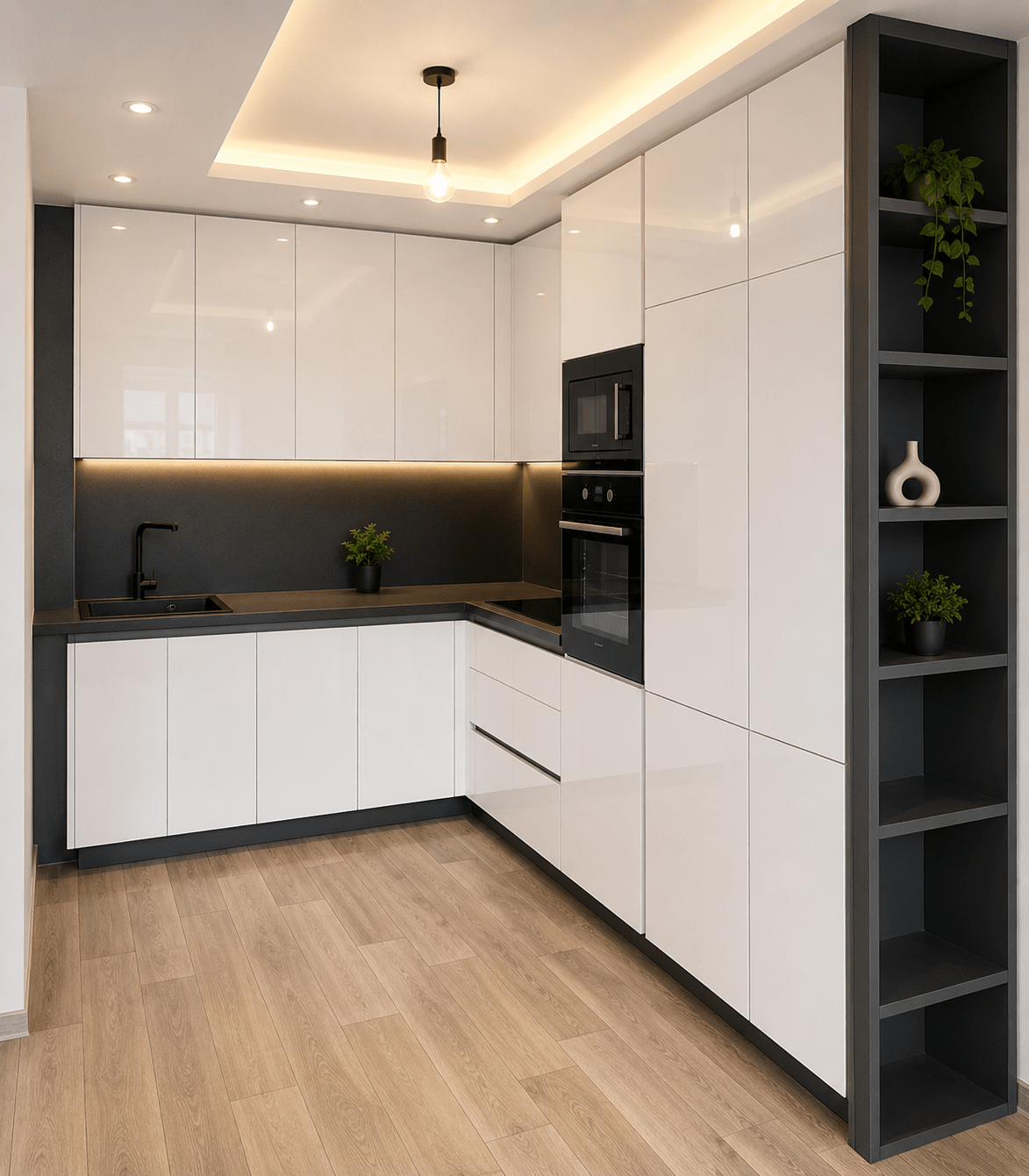 7442b359-1937-49d6-9eca-84142e3f5f68 Modern Gloss White Kitchen - Figura 1