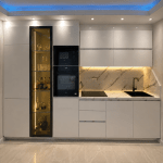 Modern Minimal White Kitchen with Marble Accents