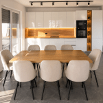 Modern Dining Kitchen with Wood Accent Design